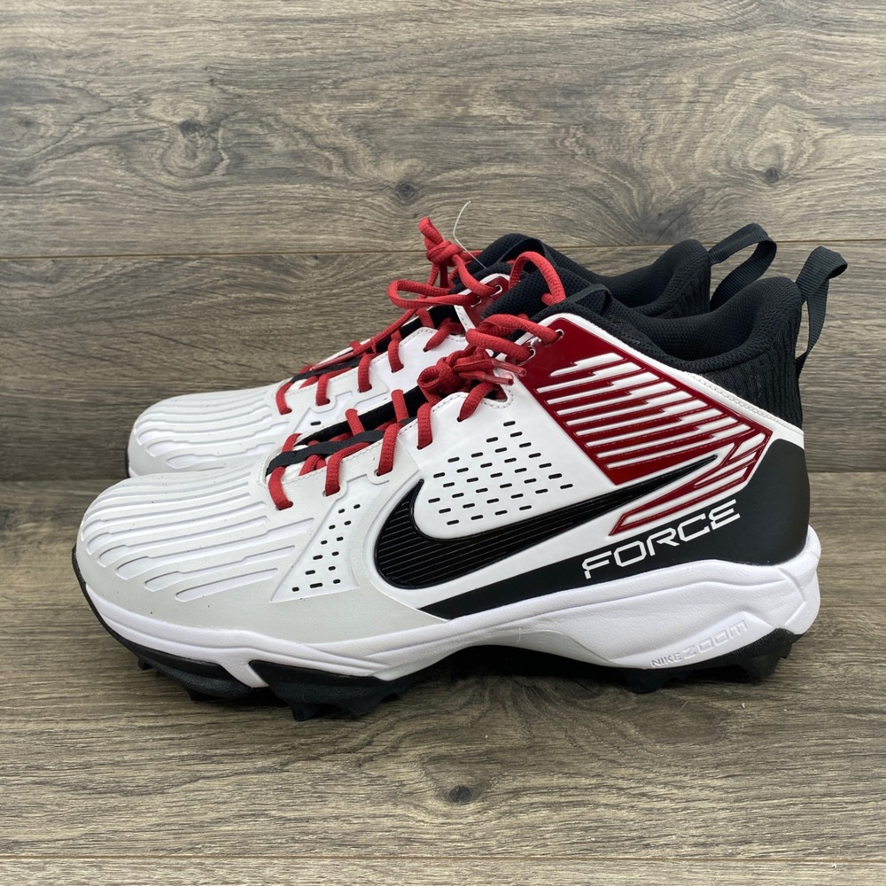 Nike Force Zoom Trout 9 Baseball Cleats Mens 15 White Black Red FJ8163-102